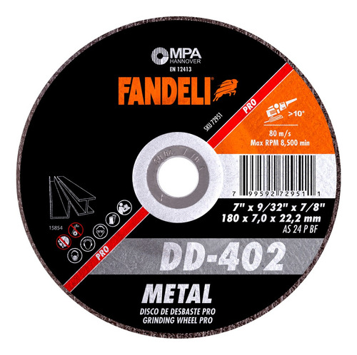 Disco De Desbaste Fandeli 7 PLG 5 Pz Dd402 Metal