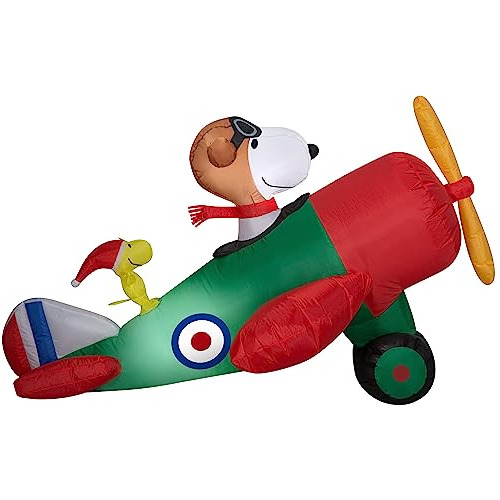 Figura Inflable De Navidad De 4.5 Pies Snoopy Un Avión...