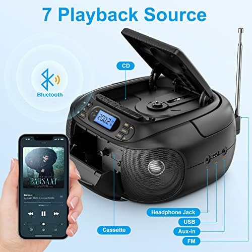 Reproductor De Cd Portátil Con Bluetooth, Hernpark Boombox R