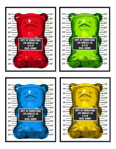 Gummy Bear Mugshot Set - Funny Contemporary Andy Warhol Sty.