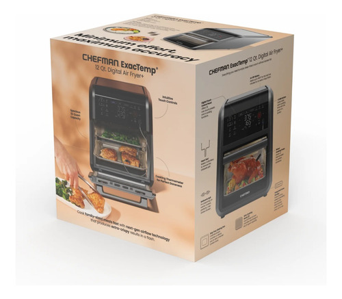 Chefman Airfryer Exactemp De 12 Cuartos,apagado Auto Digital Negro
