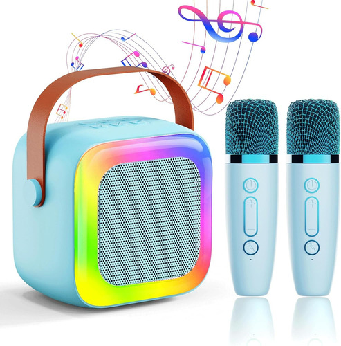 Altavoz Bluetooth Portátil Con 2 Micrófonos Para Karaoke Led