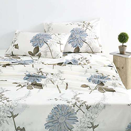 Juego De Sábanas Florales, Ropa De Cama 100% Algodón, Estamp