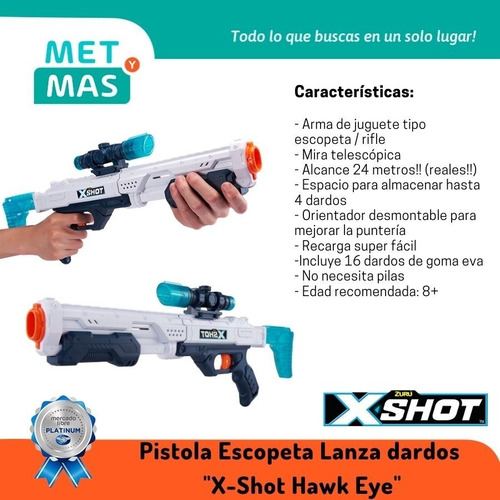 Pistola Escopeta X Shot Hawk Eye - Rifle De Juguete P/ Niños