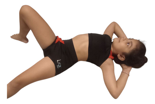 Malla De Entrenamiento Patín Artístico Dos Piezas Negro Lycra 12