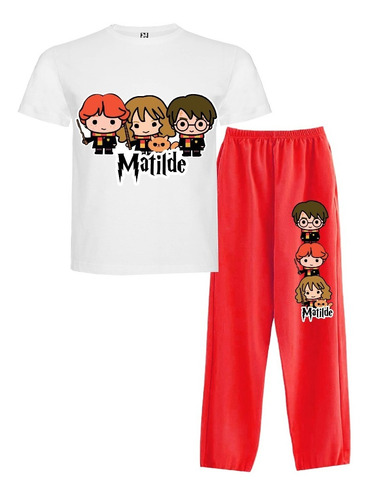 Pijama Largo Harry Potter Mc Niños Personalizado Algodón