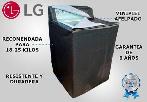 Cubre Lavadora LG Negra Vinipiel Carga Superior 18-25kg