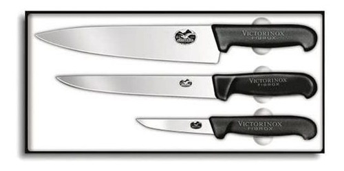 Victorinox Fibrox Pro 3 Piezas Chef's Set, 10 Pulgadas, Neg