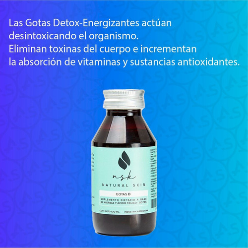 Imagen 2 de 8 de Gotas Detox Energizantes 100ml Natural Skin -100% Naturales