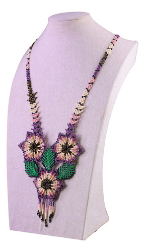 Collar Largo De Flores Cafes Collar Mujer De Chaquiras