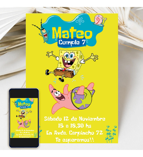 Kit Imprimible Personalizado Cumpleaños Bob Esponja