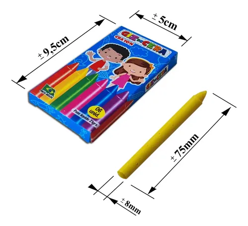 Kit 10 Cxs Giz De Cera Com 6 Cores Escolar Pintura Atacado