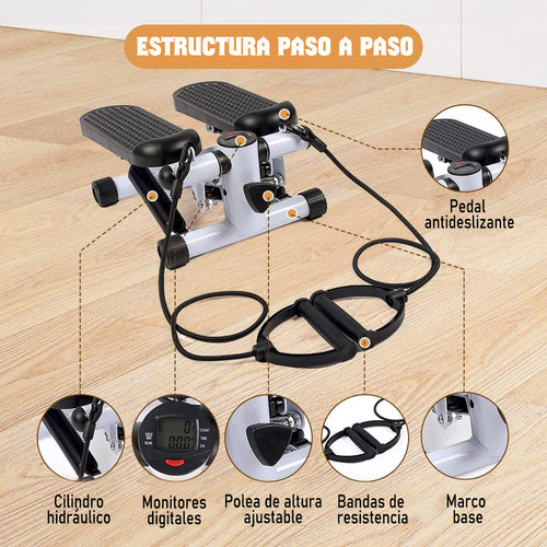 Stepper Mini Escalador Con Bandas Elásticas - Ejercicio