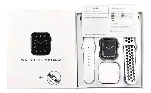 Fone De Ouvido T55 Pro Max Smartwatch Call Tws 2 Em 1 Lcd Cor da caixa Branco
