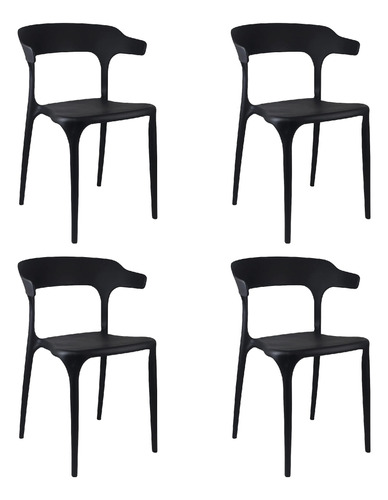 Silla Niviko Living Comedor Jardin Set X4 Apilable Plastica