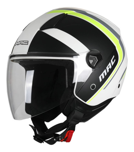 Casco Moto Abierto Mac Beat Cyrus Blanco Lima Gris Negro