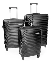 Comprar Maletas Abs. Juego 3 Maletas Negro Lineas Con Giro En 360