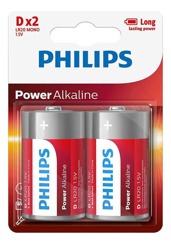 Pack De 2 Pilas Grandes D Alcalinas Alkaline Lr20 Long X2