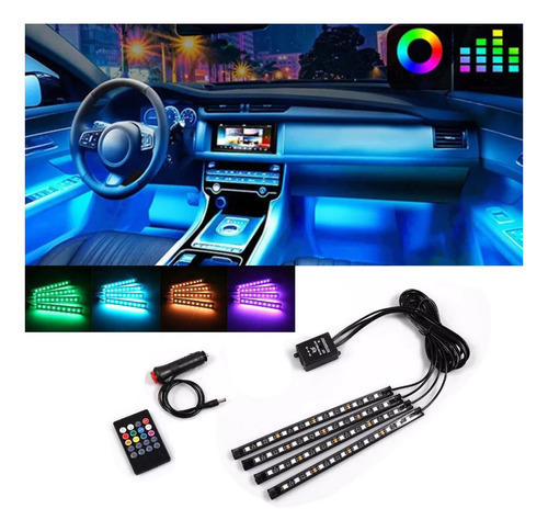 Kit De 4 Tiras Led Para Coche Rgb Luzes De Atmosfera Inte