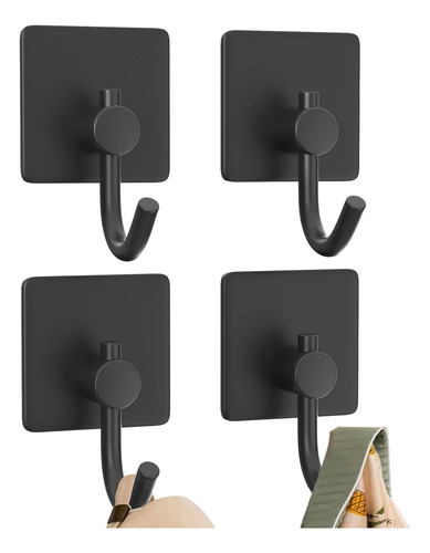 Ganchos Autoadhesivos Negros Resistentes Para Pared Y Puerta