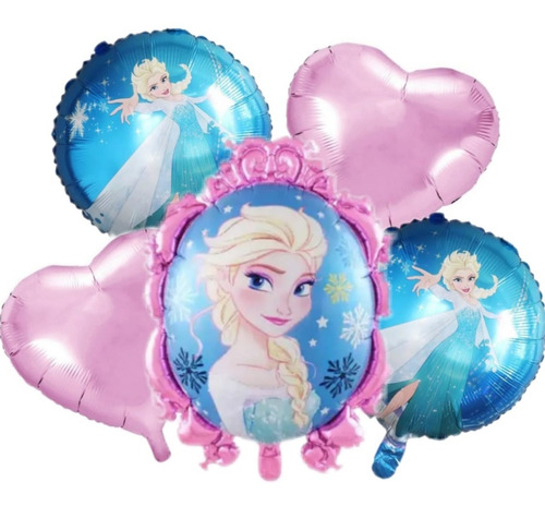 Set Globos Metalizados Espejo Frozen 67 Cm Pack X 5 Unid