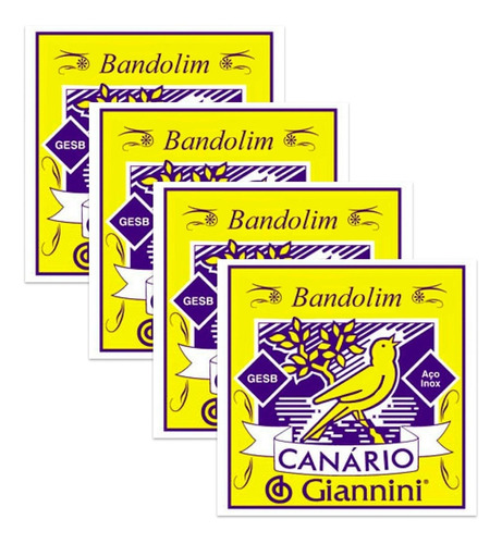 Kit 4 Encordoamento Bandolim Giannini C/ Chenilha Mandolim