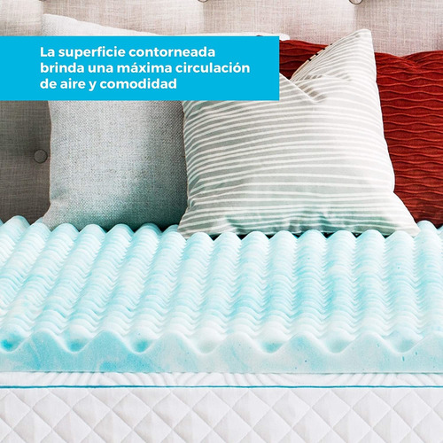Linenspa Azul Individual Gel Sobrecolchon Memory Foam