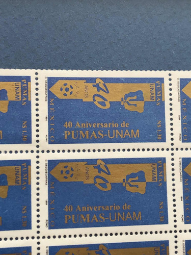 Timbres Postales Mexico 1994 Pumas Unam 40 Aniversario (Usado)