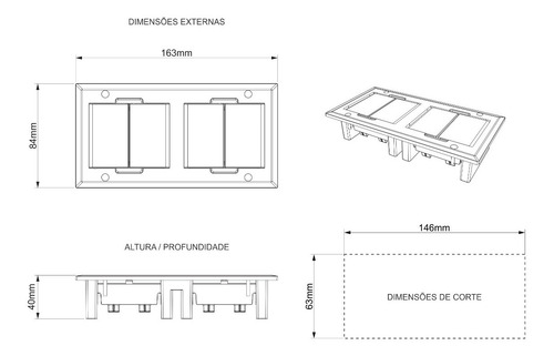 Imagem 6 de 6 de Caixa De Tomada Para Embutir Em Mesas, Moveis Ou Bancadas