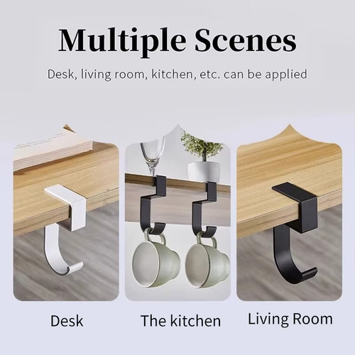Gancho Sencillo Para Accesorios Escritorio Mesa Apertura 3cm Blanco