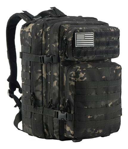Mochila Militar 50l 1000d Resistente A Água Tática Grande Cor Preto Camuflado
