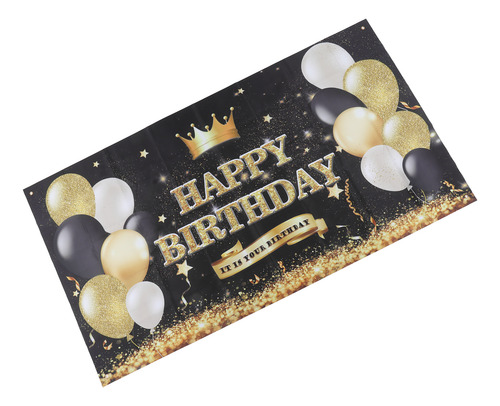 Cartel De Fondo De Feliz Cumpleaños Negro Y Dorado