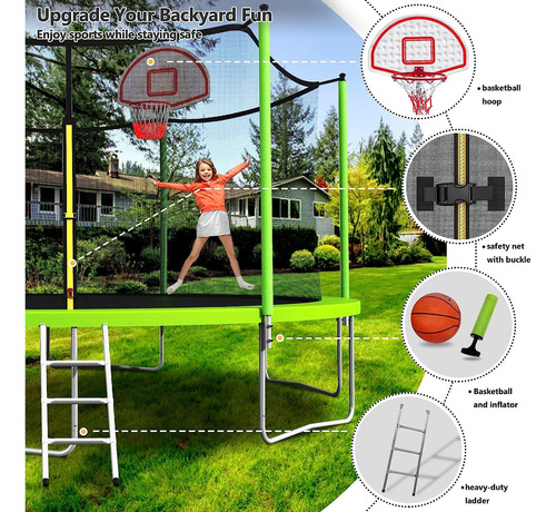 Trampolín Grande Para Niños Con Luz Y Aro De Baloncesto