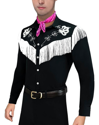 Disfraz De Vaquero Con Bufanda Camisa Con Flecos For Hombre