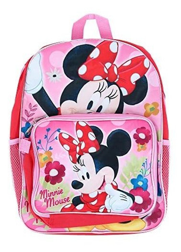 Mochila De 16  Para Niña De Minnie Mouse Con Caja De Almuerz