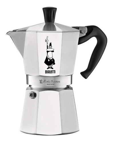 Imagen 1 de 1 de Cafetera portátil Bialetti Moka Express 6 Tazas 10010006 manual plateada italiana