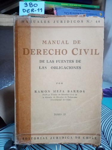 Manual De Derecho Civil. Tomo Ii // Meza Barros, Ramón