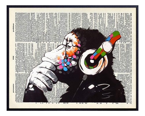 Banksy Dj Chimp Póster De Arte De Pared Sin Marco Del ...