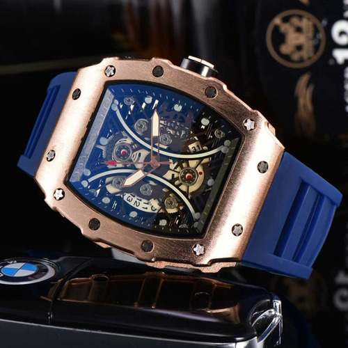 Reloj Pulso Oro Rosa Correa Roja Richard Barril Delgado