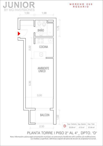 Imagen 12 de 14 de Departamento Monoambiente En Venta En Rosario