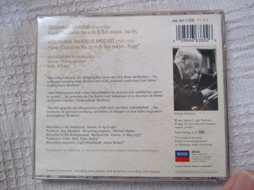 Imagen 2 de 5 de Brahms - Piano Concerto No. 2. Mozart - Piano Concerto No. 2