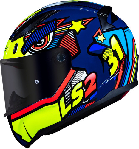 Capacete Ls2 Ff353 Khan Azul Amarelo Cor Azul/Amarelo Tamanho do capacete 62