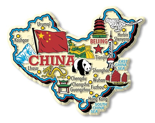 Iman Mapa Pais Gigante China Imanes Clasicos Recuerdos Colec
