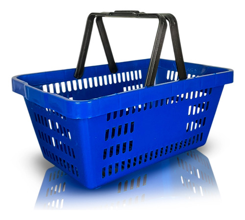 15 Cesta De Compras Reforçada Supermercado Mercado Loja Conv Azul