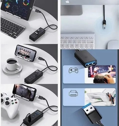 Imagen 5 de 9 de Hub 4 Puertos Multi Usb 3.0 Indicador Luz Led Adaptador