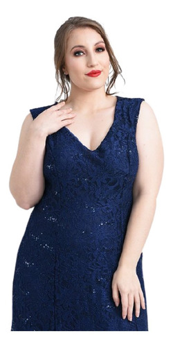 Vestido Fiesta Dama Encaje Con Brillitos Mujer