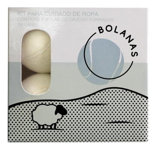 Bolas De Lana Para Secadora Kit Para Cuidado De Ropa 4 Pzas. Color Blanco