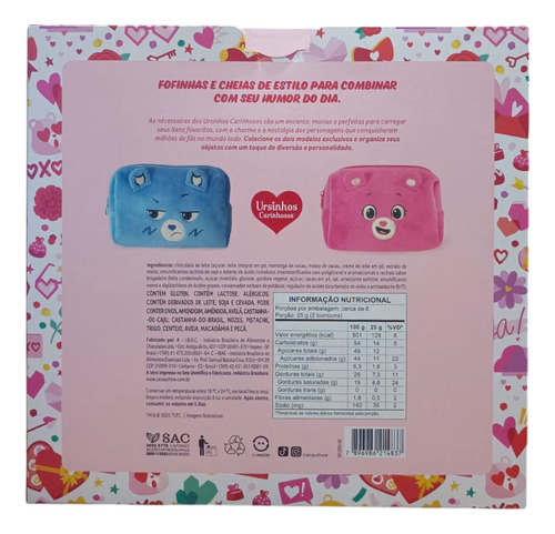 Presente Nécessaire Ursinhos Carinhosos Rosa 160g Cacau Show