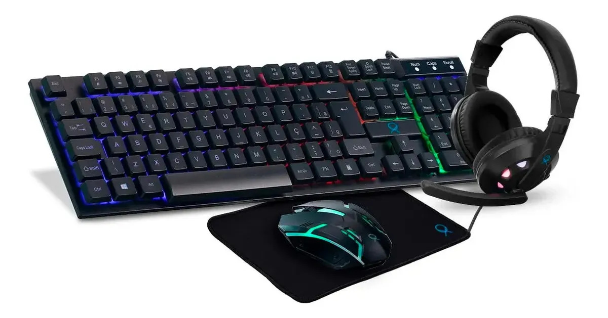 Kit Gamer OX Completo com Headset, Teclado Mecânico e Mouse Preto