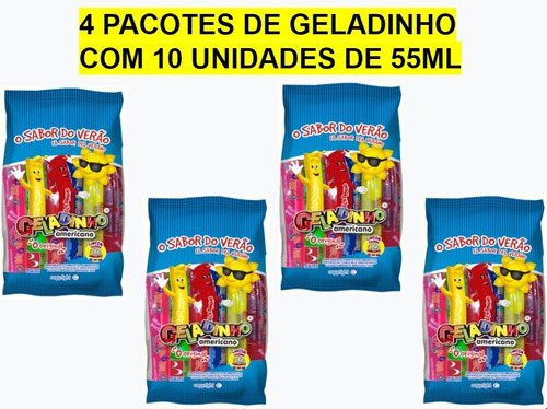 Kit C/4 Pcts De Geladinho Americano Buschle - 10 Unids X55ml
